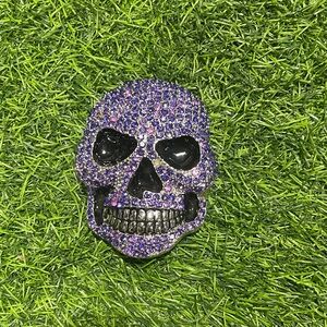 Purple Rhinestone Skull Belt Buckle